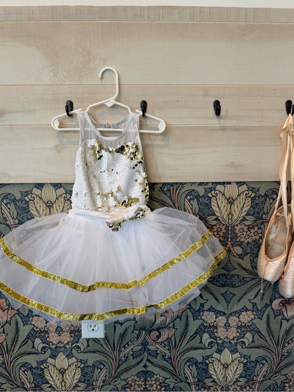 NEW!  Weissman white and gold sequin ballet tutu dance recital solo costume